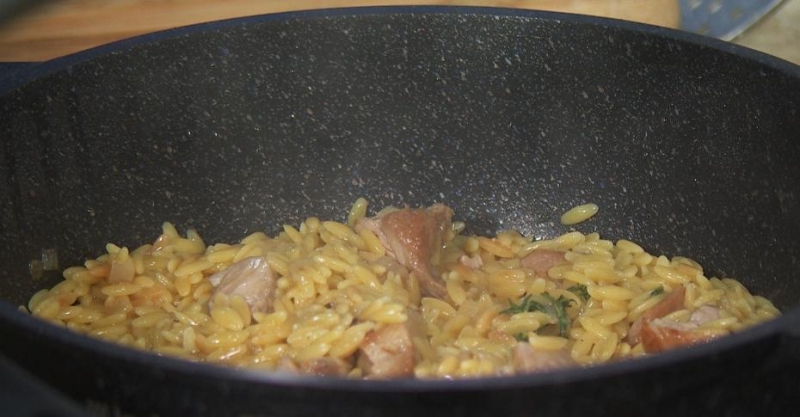 Рагу из индейки с орзо