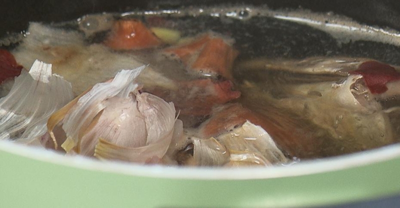 Зелёное ризотто и сливочный кальмар