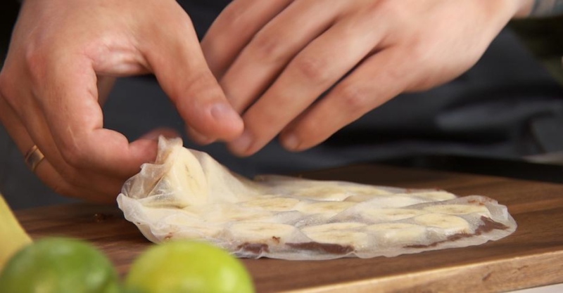 Ризотто Том Ям и десерт из рисовой бумаги