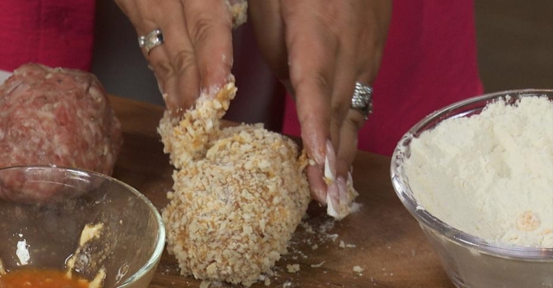 Булгур с грибами и яйцо по-шотландски