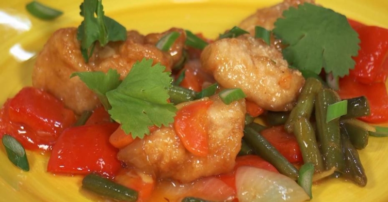 Куриный попкорн с овощным гарниром