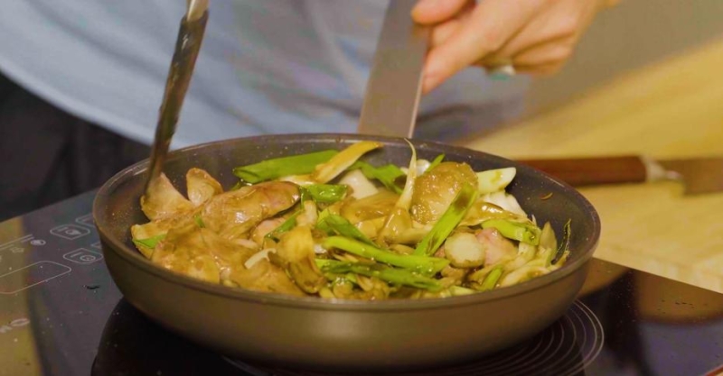 Вёшенки с печёнкой