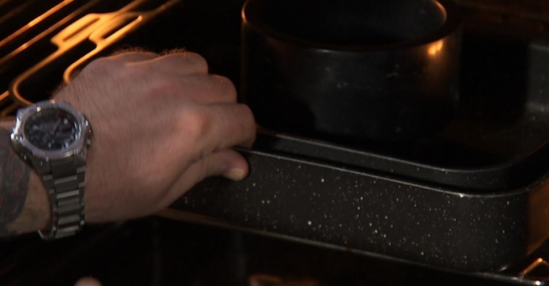 Куриный мильфей с полентой