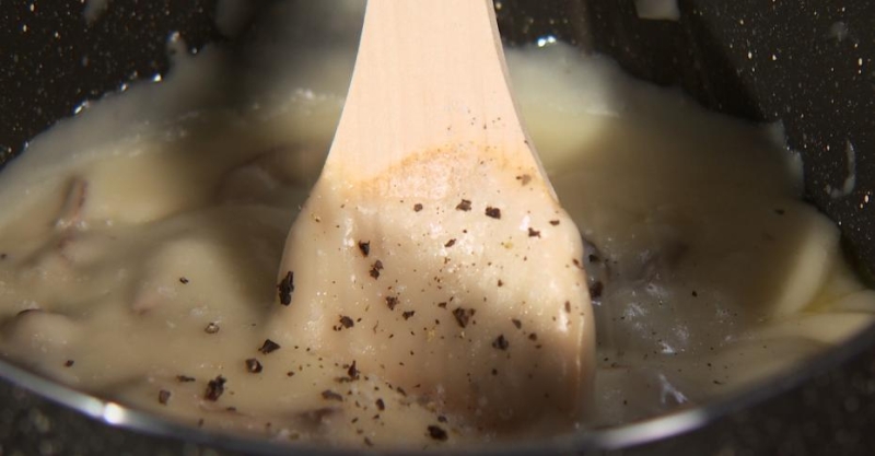 Куриный мильфей с полентой