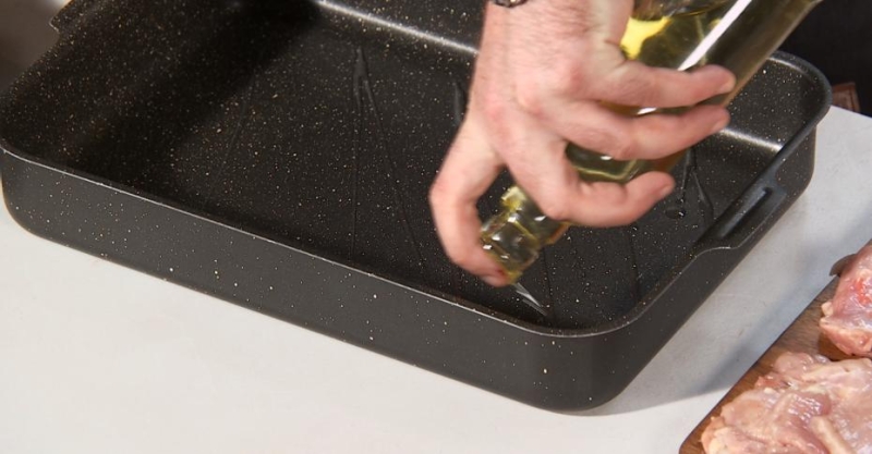 Куриный мильфей с полентой