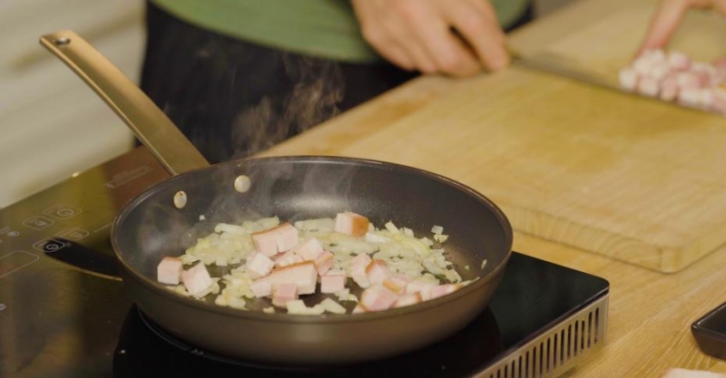 Птитим с копчёной грудинкой и адыгейским сыром